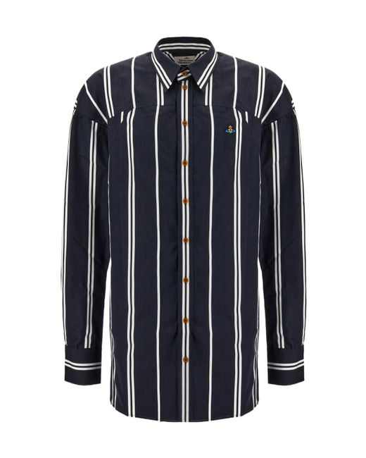 Vivienne Westwood Blue Striped Long-Sleeved Shirt for men