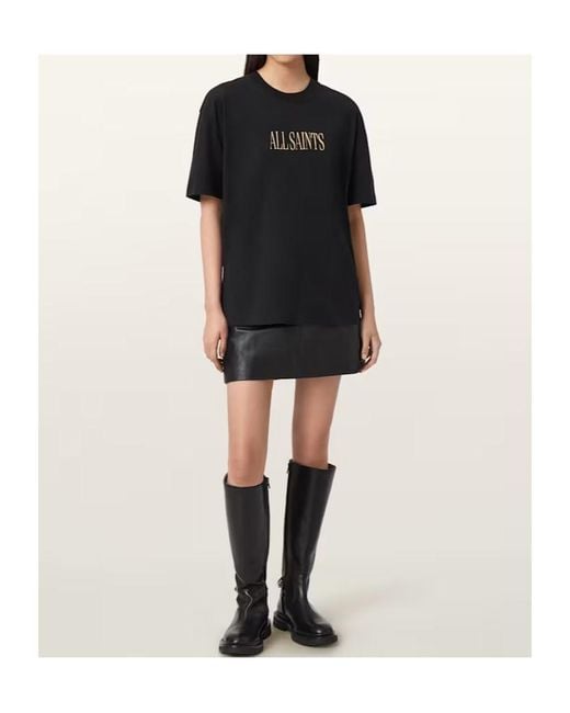 AllSaints Black Cora Etta Oversized T-Shirt