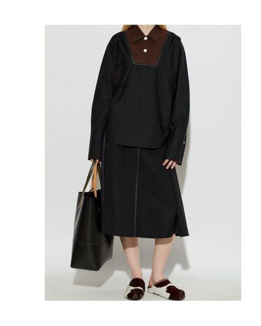 Marni Black A-Line Flared Skirt