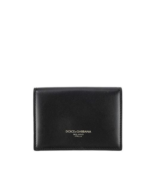 Dolce & Gabbana Black Monreal Logo-Print Leather Wallet for men