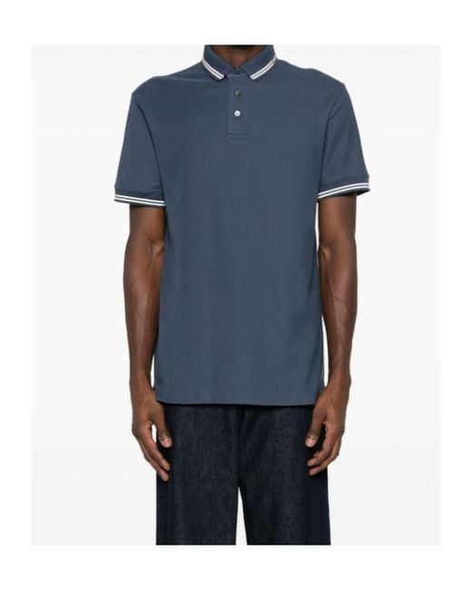 Emporio Armani Blue Placed Logo Polo Shirt for men