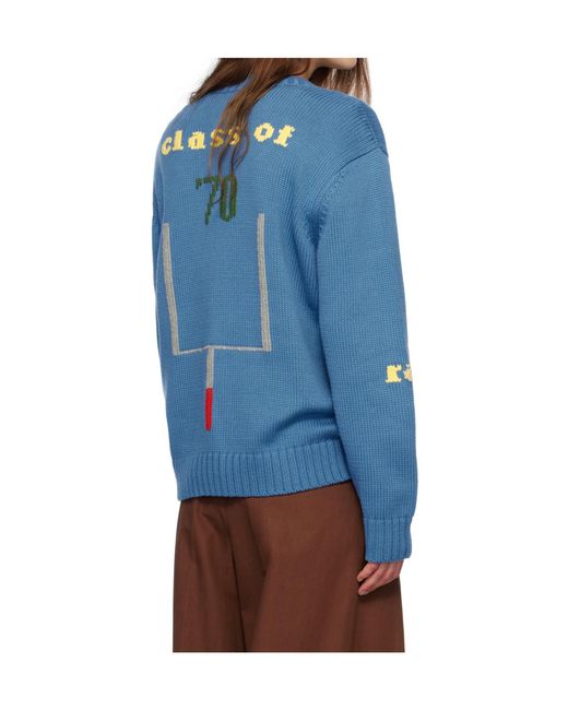 Bode Blue Spirit Crew Neck Sweater