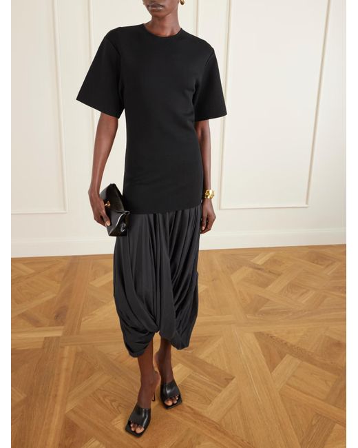 Totême Black Totême Panelled Draped T-Shirt Dress