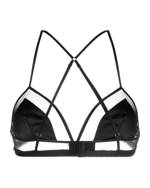 Dolce & Gabbana Black Panelled Tulle Satin Bra