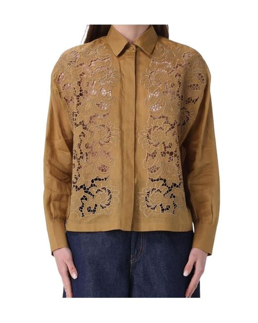 Max Mara Blue Studio Mstcali Embroidered Long Sleeved Shirt