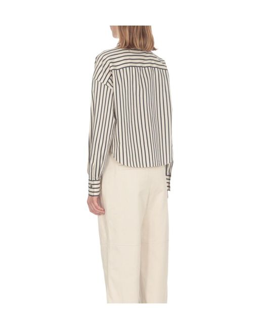 Brunello Cucinelli White Striped Long-Sleeved Shirt