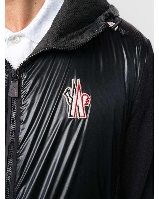 Moncler Black Hooded Plaid Jacket for men