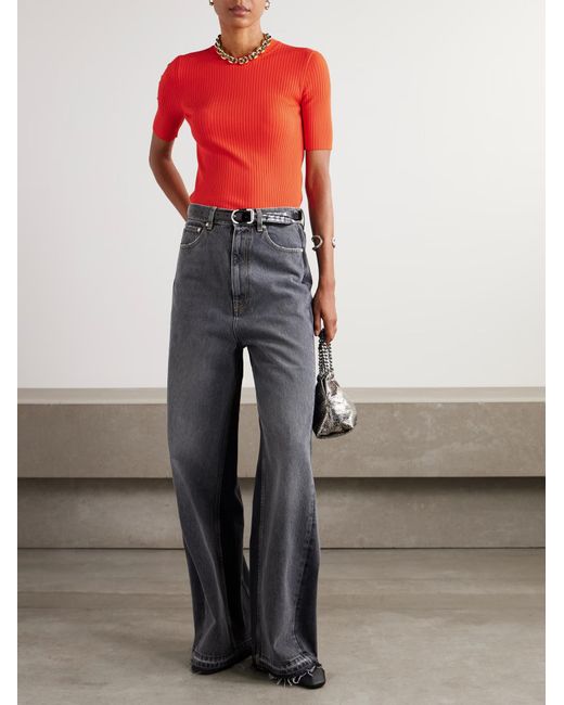 Stella McCartney Red Ribbed Crewneck Jumper