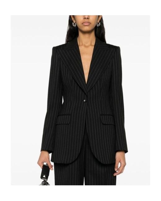 Dolce & Gabbana Black Pinstriped Blazer