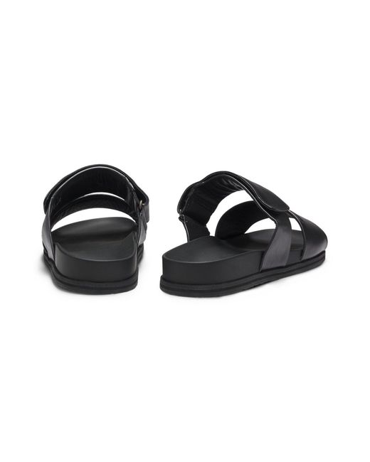 Boss Black Touch-Strap Leather Sandals for men