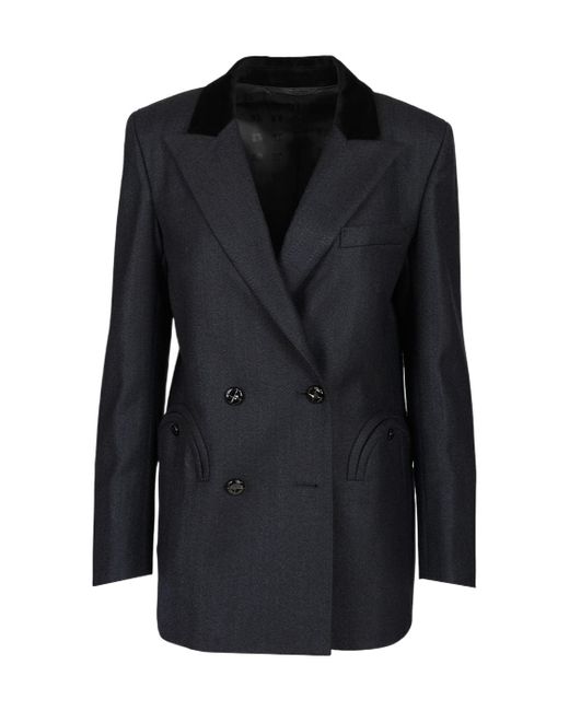 Blazé Milano Black Resolute Everyday Velvet-Collared Double-Breasted Blazer