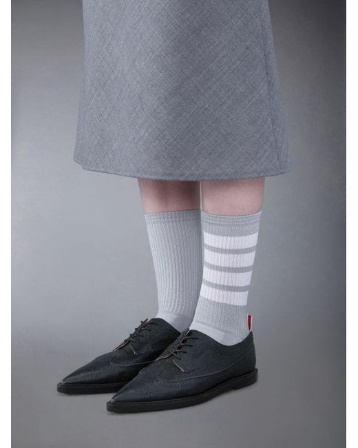 Thom Browne Black Pointed -Toe Leather Brogues