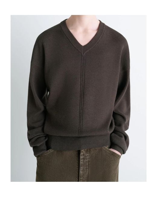 Lemaire Black V-Neck Jumper for men