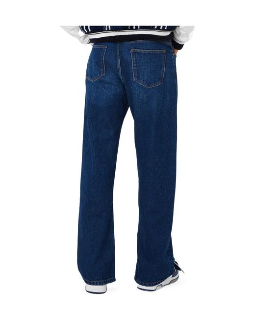 Off-White c/o Virgil Abloh Blue Zip Skate Mid Rise Straight Leg Jeans for men