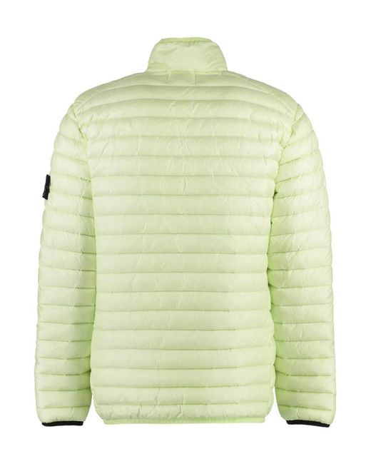 Stone Island Green Logo Patch Zip-Up Padded Jacket for men