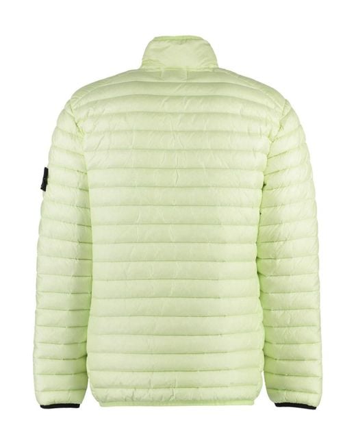 Stone Island Green Logo Patch Zip-Up Padded Jacket for men