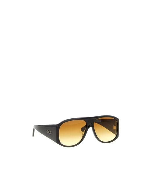 Chloé Metallic Chloé Eyewear 60 Pilot Frame Sunglasses