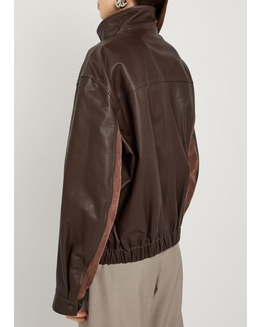 Lemaire Brown High-Neck Leather Jacket
