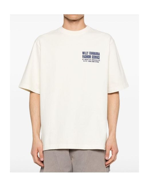 Willy Chavarria White Fashion Service Logo T-Shirt for men