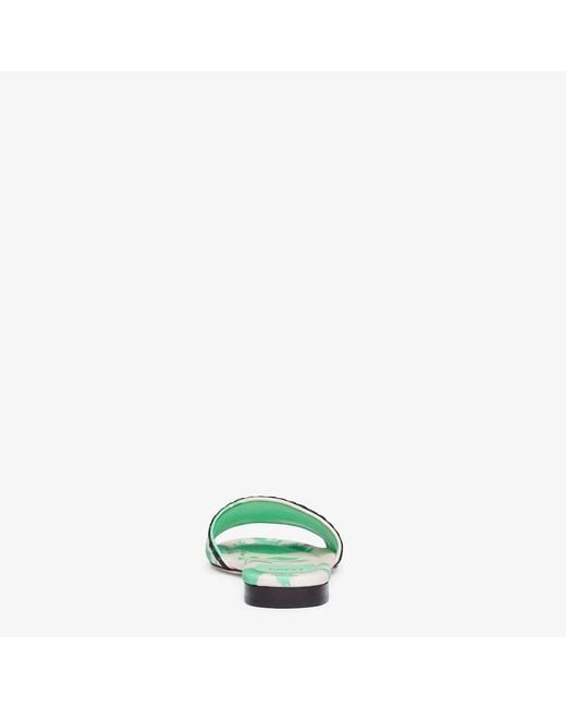 Fendi Green Canvas Slides