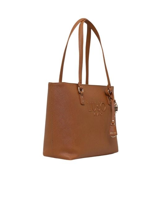 Liu Jo Brown Embossed Padlock Shoulder Bag