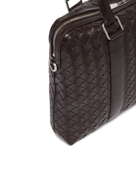 Bottega Veneta Black Small Intricciato Knitted Briefcase for men