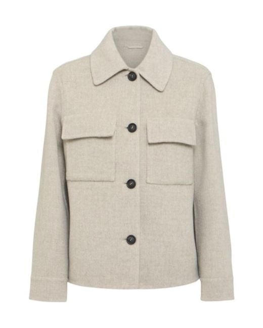 Brunello Cucinelli Natural Wool Blend Short Coat