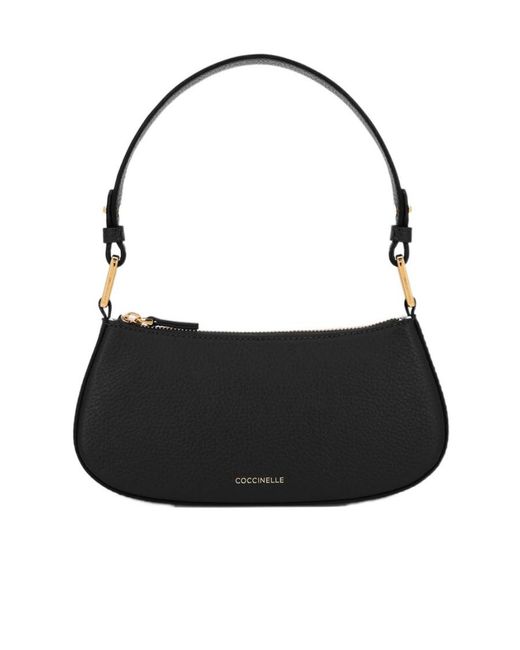 Coccinelle Black Logo Stamp Zipped Shoulder Bag