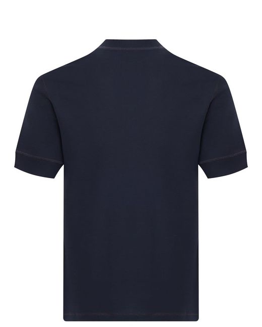 Brunello Cucinelli Blue Waffle-Pattern Henley-Collar Polo Shirt for men
