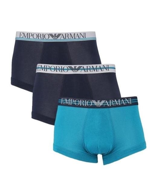 Emporio Armani Blue Three-Piece Suit Of Logo Underwear for men