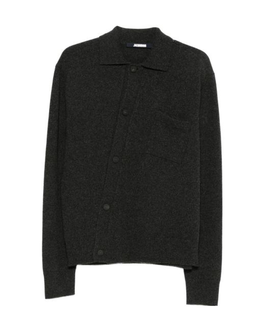 Jacquemus Black Collared Asymmetric Button-Up Jacket for men