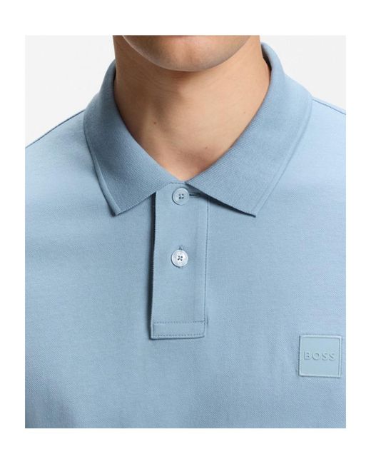 Boss Blue Collared Short-Sleeved Polo Shirt for men