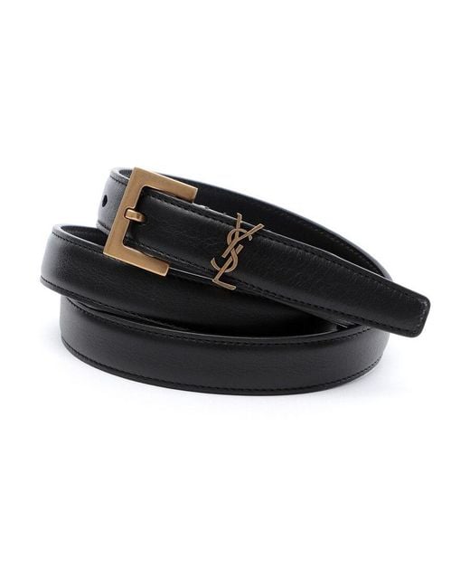 Saint Laurent White Monogram Narrow Belt