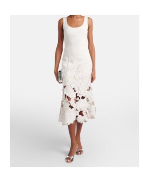 Leo White Floral-Appliqué Midi Dress