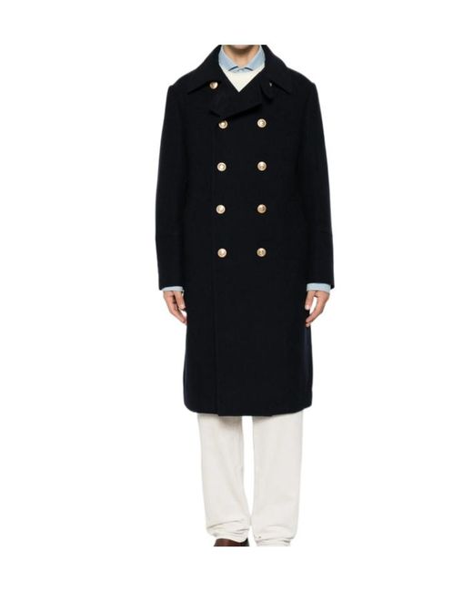 Brunello Cucinelli Black Double-Breasted Coat for men