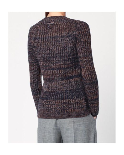Prada Gray Rib-Knit V-Neck Cardigan