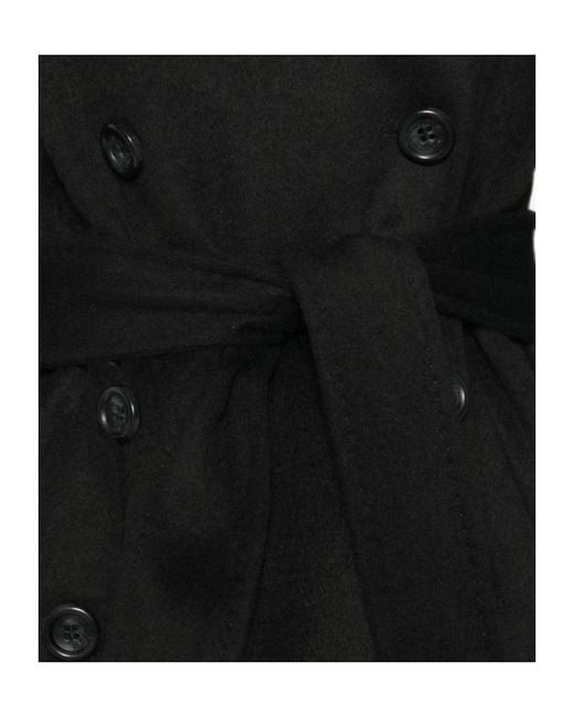 Liu Jo Gray Double-Breasted Belted Coat