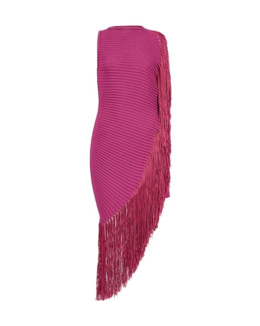 Alaïa Purple Asymmetric Fringed Dress