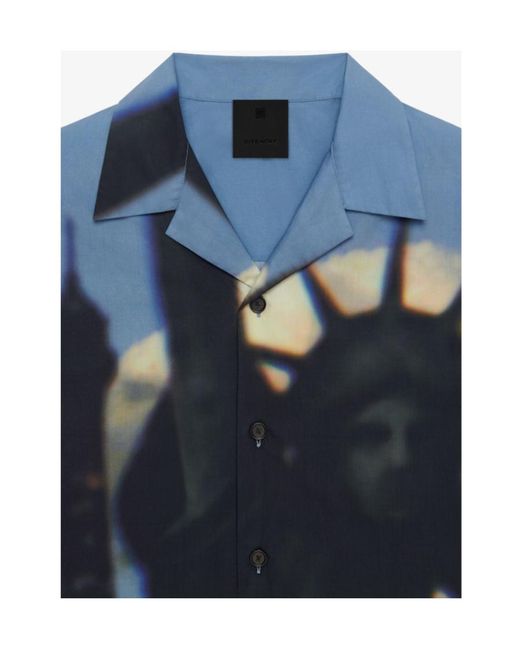 Givenchy Blue Hawaiian Collar Shirt for men
