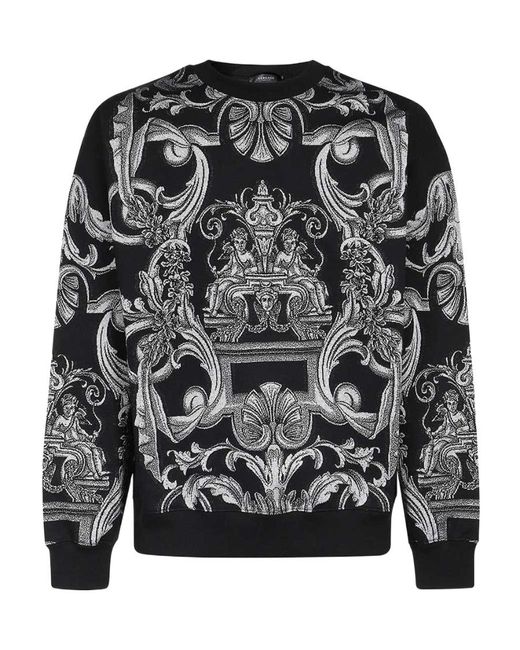 Versace Gray Baroque Pattern Crewneck Sweatshirt for men