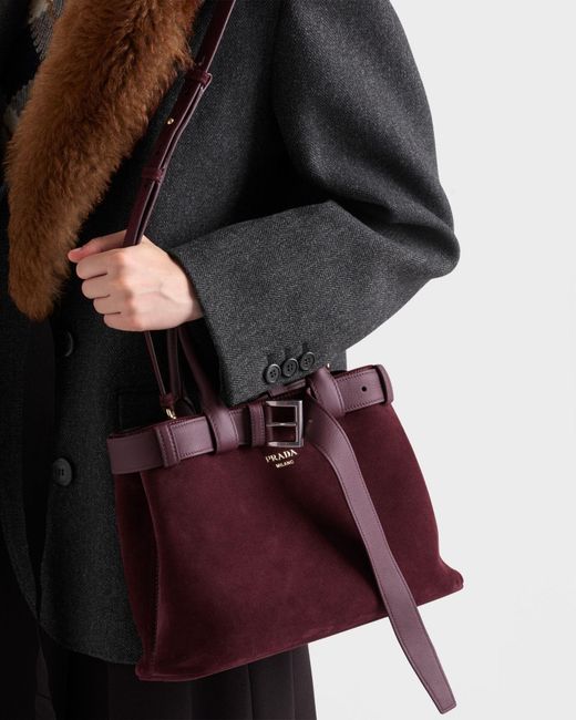 Prada Red Medium Buckle Leather Tote Bag
