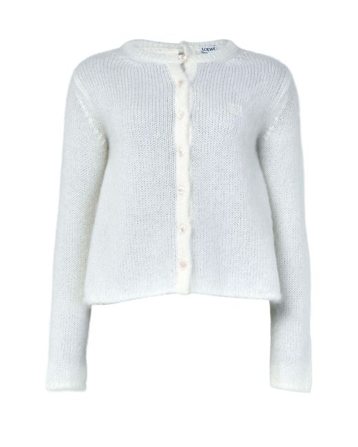 Loewe White Mohair Blend Cardigan