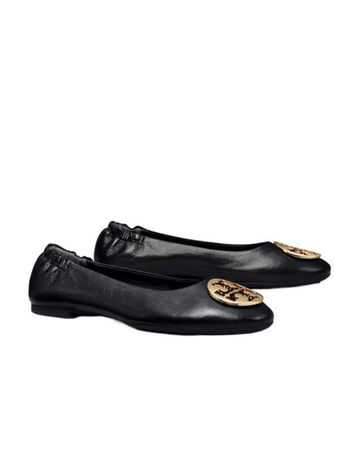 Tory Burch Black Claire Logo Plaque Ballerinas