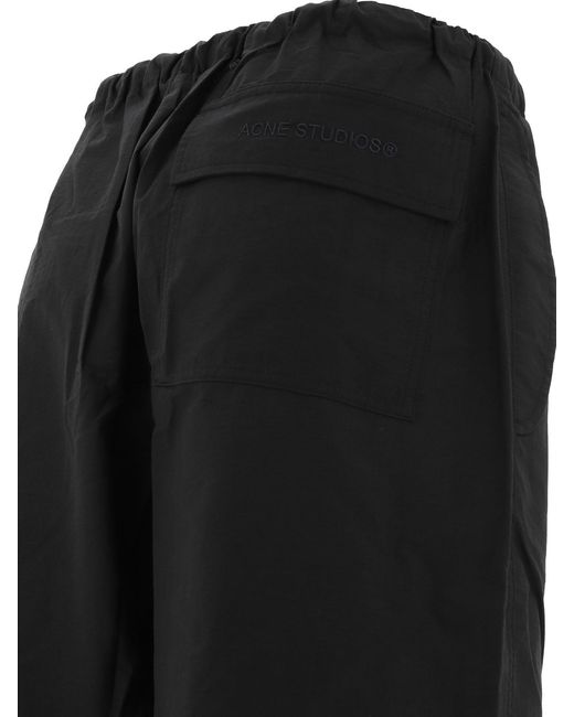 Acne Black Relaxed Fit Straight-Leg Pants With Drawstring Waistband