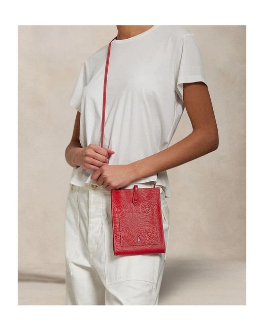 Polo Ralph Lauren Red Pebbled Leather Crossbody Bag