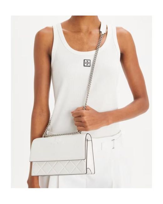 Tory Burch White Fleming Small Convertible Shoulder Bag