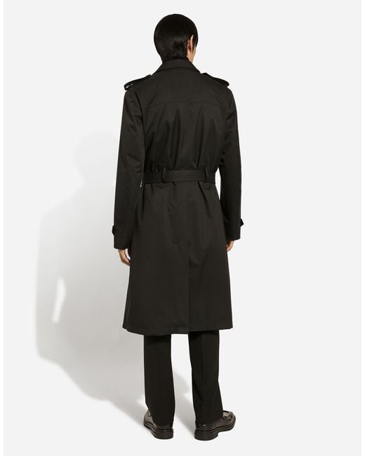 Dolce & Gabbana Black Belted Double-Breasted Trench Coat for men