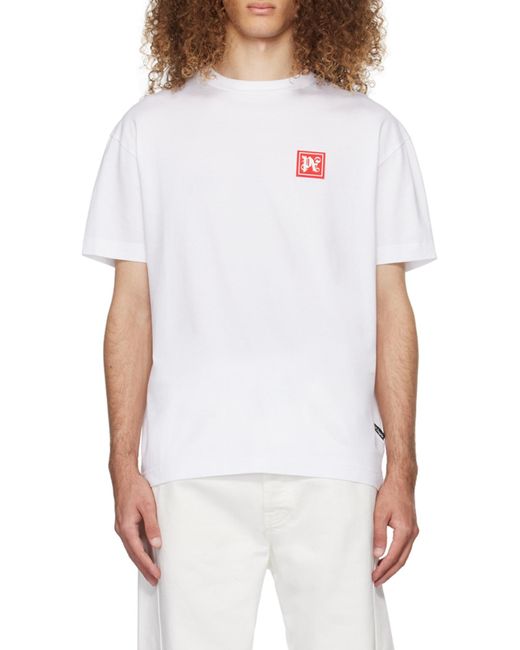 Palm Angels White Ski Club Logo Patch Crewneck T-Shirt for men