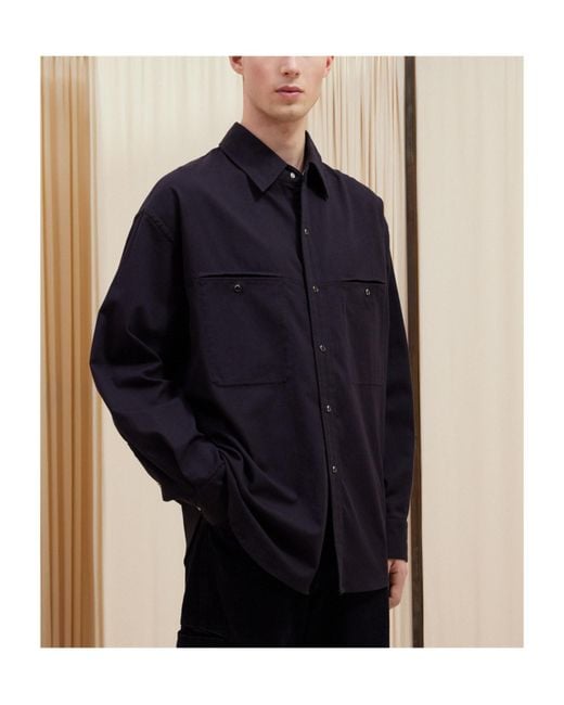 Lemaire Blue Twill Button-Up Shirt