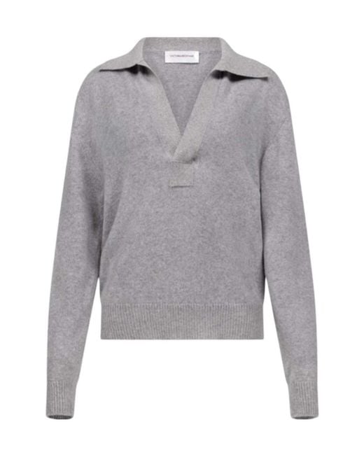 Victoria Beckham Gray Long-Sleeved Sweater